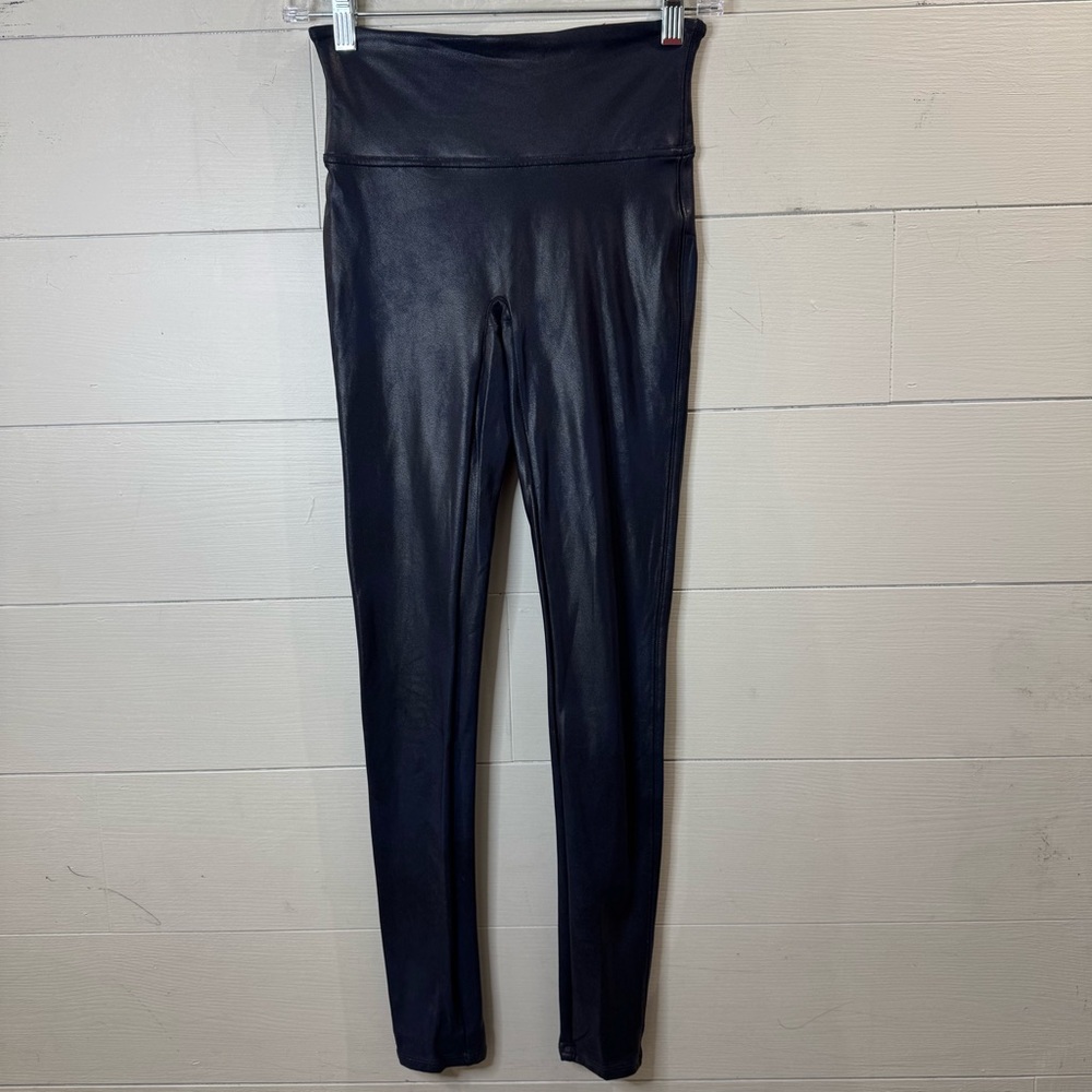 Spanx | SPANXshape™ Faux Leather Navy Blue Leggings Size Small